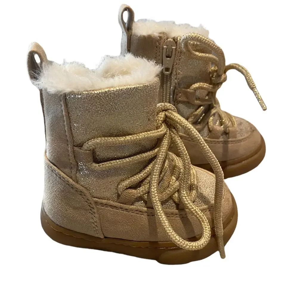 NWOT Gymboree Metallic Gold Infant Cold weather boots Baby / Toddler Size 2
